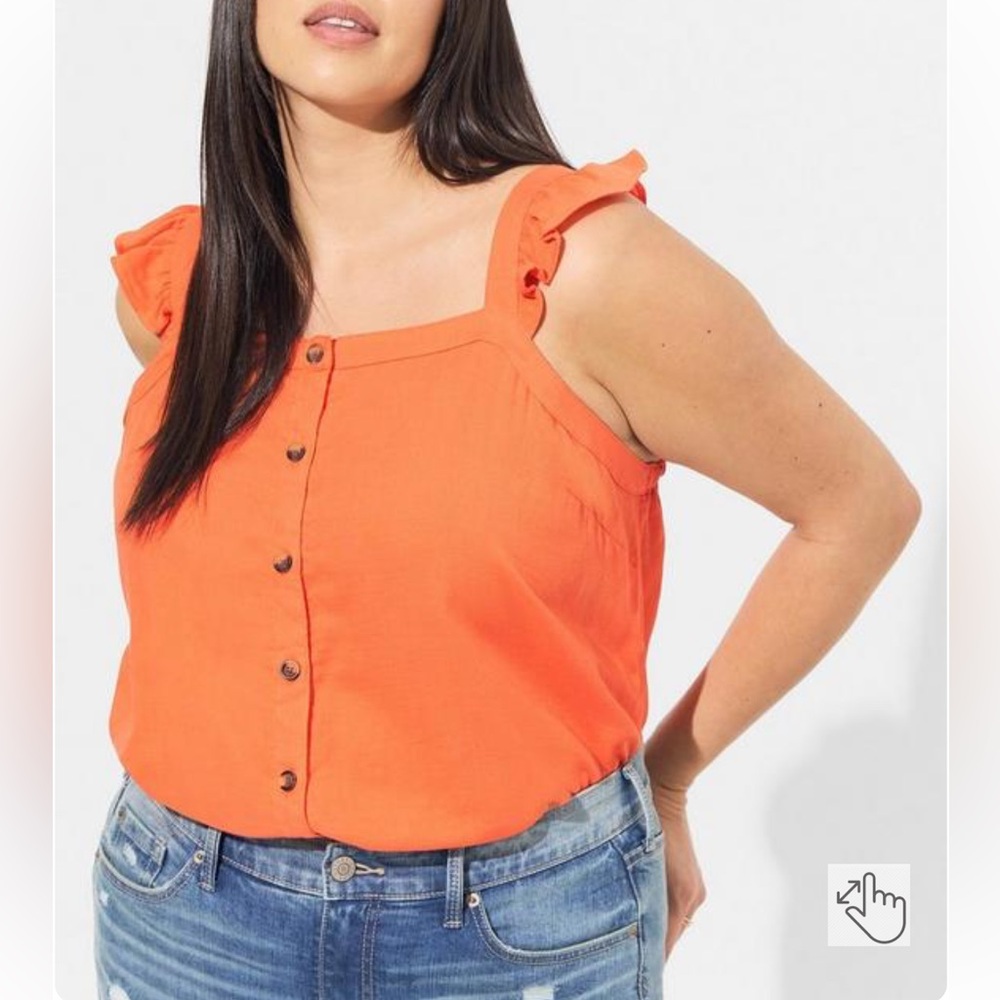 NWT Torrid Double Gauze Ruffle Button Front Tank Top Size 2x - Picture 2 of 9